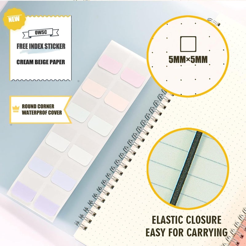OWSC 4 Pack Dot Notebook, 5.9 x 8.3 Inches Spiral Notebooks for Work, School and Journal with 110 GSM Journal Dotted Paper, Small Notebook with 80 Sheets/160 Pages, Hardcover Dot Journal Notebook - Image 4